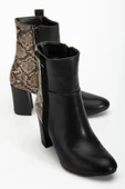 292 Siyah Leopar Desen Detaylı Fermuarlı  Yüksek Topuklu Günlük Kadın Bot thumbnail 4