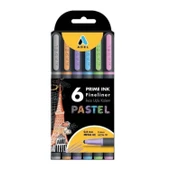 Adel Prime Ink İnce Uçlu Fineliner Kalem Metal Uç Pastel Renkler 0.4 mm 6 lı thumbnail 1