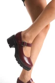 K-708 Bordo Kırışık Rugan Tokalı Yüksek Tabanlı Loafer Ayakkabı thumbnail 1