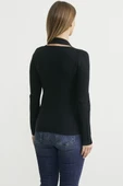 Boyundan Bantlı Fitilli Triko Kazak - Siyah thumbnail 5