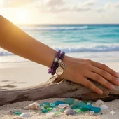 Valkyrie Doğal Ametist Taşlı Çift Kat Bileklik  El YapımıEnerji ve Denge Taşı - 2