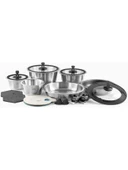 Leggno Cookvision 1058SET17 17 Parça Çıkarılabilir Saplı Çelik Tencere Seti - 1