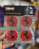 Universal Araç Uyumlu, Ferrari Jant Göbeği Arması, Sticker 4'lü Set 60mm thumbnail 2