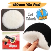 ( 1 Adet ) Yün Ped Ø 180 mm Pasta Cila Polisaj Süngeri Cırt Tabanlı Kuzu Postu Yünü Keçesi Parlatma thumbnail 2