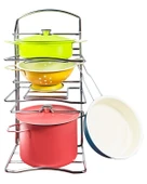 Vardem Raflı Renkli Emaye Tencere Tava Seti 7 Parça 683G5 - 2