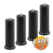 Keson 4 Adet 15 cm Siyah Plastik Mobilya Baza Tv Ünitesi Yükseltme Ayağı Robot Süpürge Uyumlu thumbnail 2