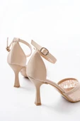 K-404 Bej Fileli Çiçek Detaylı  Kadın Topuklu Ayakkabı thumbnail 3