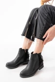 165-209 Siyah Arka Bağcık Aksesuarlı Fermuarlı Günlük Kadın Bot thumbnail 2