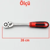 Cırcır Kolu 1/2" Lokma Anahtarı 72 Diş Profesyonel Endüstriyel El Aleti Uzun Kollu Dayanıklı Metal - 3