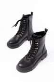 812-2121 Siyah Cilt Bağcıklı Fermuarlı Günlük Kadın Bot thumbnail 5