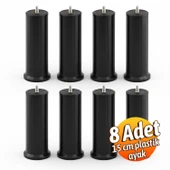 Keson 8 Adet 15 cm Siyah Plastik Mobilya Baza Tv Ünitesi Yükseltme Ayağı Robot Süpürge Uyumlu thumbnail 2