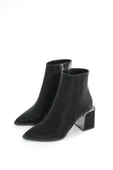 DNZ-409 Siyah Fermuarlı Topuklu Kadın Günlük Bot thumbnail 3