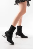 MSK-033 Dalgıç Siyah Topuklu Fermuarlı Kadın Bot thumbnail 1
