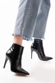 VRT-4802 Siyah Kroko Yüksek İnce Topuklu Fermuarlı Kadın Bot thumbnail 2