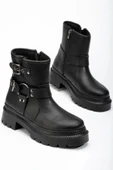 236-2013 Siyah Toka Aksesuarlı Fermuarlı Günlük Kadın Bot thumbnail 2