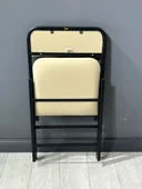 Katlanır Kamp Sandalyesi Cappuccino Piknik Sandalyesi Siyah Kapuçino Deri - Tekli thumbnail 5