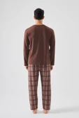 Erkek Pamuklu Uzun Kollu Ekose Desenli Pijama Takımı thumbnail 3