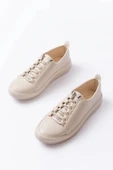 MK-9026 Bej Bağcıklı  Taş Aksesuarlı Günlük Spor Ayakkabı thumbnail 5