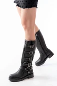 02-346 Siyah Düz Topuklu Günlük Bayan Binici Çizme thumbnail 3