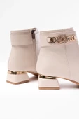 RM-502 Bej Toka Aksesuarlı Topuklu Fermuarlı Günlük Kadın Bot thumbnail 4