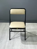 Katlanır Kamp Sandalyesi Cappuccino Piknik Sandalyesi Siyah Kapuçino Deri - Tekli thumbnail 2