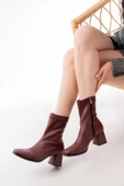 MSK-033 Bordo Topuklu Fermuarlı Kadın Bot thumbnail 4