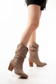 LS-1860 Vizon Süet Körüklü Kalın Topuklu Günlük Kadın Bot thumbnail 1