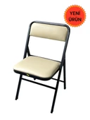 Katlanır Kamp Sandalyesi Cappuccino Piknik Sandalyesi Siyah Kapuçino Deri - Tekli thumbnail 1