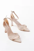 718 Bej Cilt Sivri Burunlu Topuklu Bilekten Bağlamalı Kadın Ayakkabı thumbnail 3