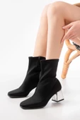 MSK-033 Dalgıç Siyah Topuklu Fermuarlı Kadın Bot thumbnail 3