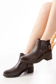270-3030 Kahverengi Toka Aksesuarlı Fermuarlı Günlük Kadın Bot thumbnail 3