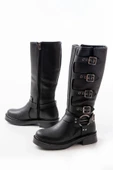 02-346 Siyah Düz Topuklu Günlük Bayan Binici Çizme thumbnail 1