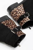 165-204/1 Siyah Süete Leopar Toka Aksesuarlı Fermuarlı Günlük Kadın Bot thumbnail 5