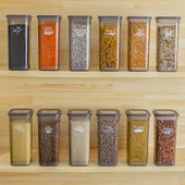 Porsima 432-GR Kare Erzak Bakliyat Saklama Kabı Takımı 12'li 1.70 L + Etiket 25 Adet GRİ thumbnail 2