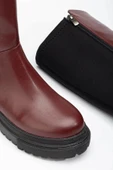 812-305 Bordo Arkası Streç Fermuarlı Günlük Kadın Çizme thumbnail 5