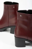 5109-3022 Bordo Fermuarlı Kalın Topuklu Günlük Kadın Bot thumbnail 2