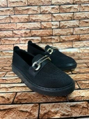 GÜNLÜK TRİKO DÜZ TAŞLI KADIN BABET SİYAH thumbnail 3