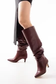 SR-2001 Bordo İnce Topuklu Günlük Bayan Çizme thumbnail 1