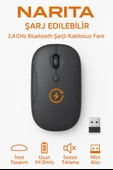 NRT180 Şarj Edilebilir Sessiz Bluetooth Kablosuz Mouse  2.4 GHz, Uzun Pil Ömrü, İnce Tasarım - 2