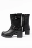 5109-3043 Siyah Toka Aksesuarlı Fermuarlı Kalın Topuklu Günlük Kadın Bot thumbnail 3
