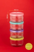 Porsima Lapis 4lü Hava Geçirmez Cam Kavanoz Kahvaltılık Seti Renkli Kapaklı Saklama Kabı 400ml thumbnail 4