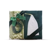 Seccade + Eşarp + Takke + Tesbih Hediye Seti (Asetat Kutulu, Yeşil) thumbnail 1