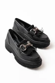 749-750 Siyah Tokalı Günlük Yüksek Tabanlı Loafer Ayakkabı thumbnail 1