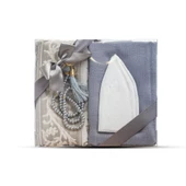 Seccade + Eşarp + Takke + Tesbih Hediye Seti (Asetat Kutulu, Gri) - 1