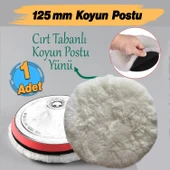 ( 1 Adet ) Koyun Postu Pedi Ø 125 mm Pasta Cila Polisaj Süngeri Cırt Tabanlı Kuzu Postu Yünü Keçesi Parlatma thumbnail 2