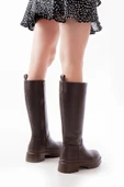 236-340 Kahverengi Fermuarlı Günlük Kadın Çizme thumbnail 4