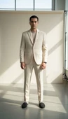 Erkek  Tek Düğme Slim Fit Takım Elbise - Şık Ofis ve Davet Kombini thumbnail 3