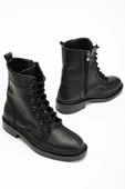 2024-2289 Siyah Bağcıklı Fermuarlı Günlük Kadın Bot thumbnail 3