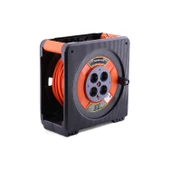 Kaset Tipi 3x1.5 mm² 35 Metre Makaralı Uzatma Kablosu CCA 4 Prizli Termal Korumalı Dayanıklı Plastik thumbnail 1