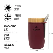 Igloo Bamboo Yemek Termosu 500ml-BORDO thumbnail 9